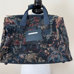 Vintage Floral Tapestry Duffle Bag